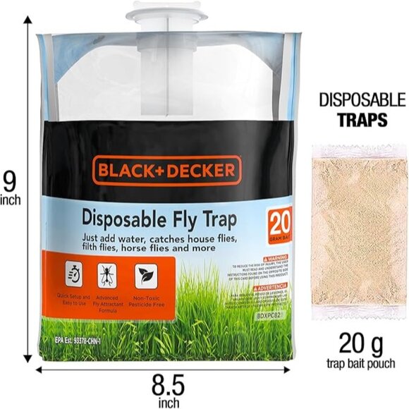 Fly Trap- Hanging Fly Traps Outdoor- Natural Non-Toxic Fly Catcher Attractant - Picture 1 of 6